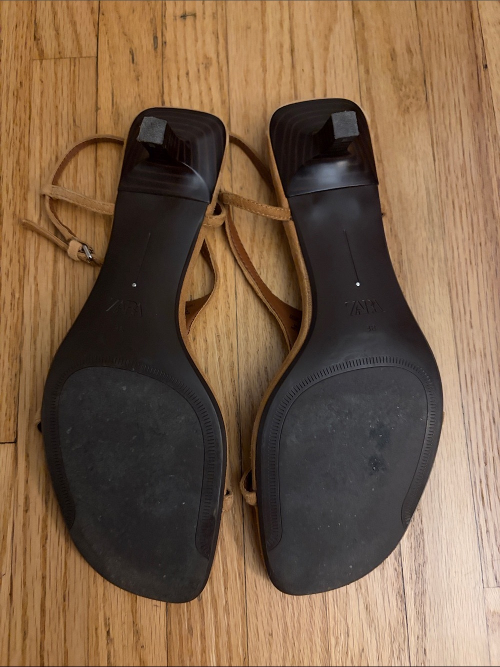 Zara Suede Kitten Heel Thong Sandal - Picture 7 of 8